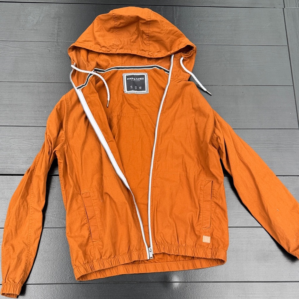 Denim & Flower Bold Orange Hooded Raincoat
